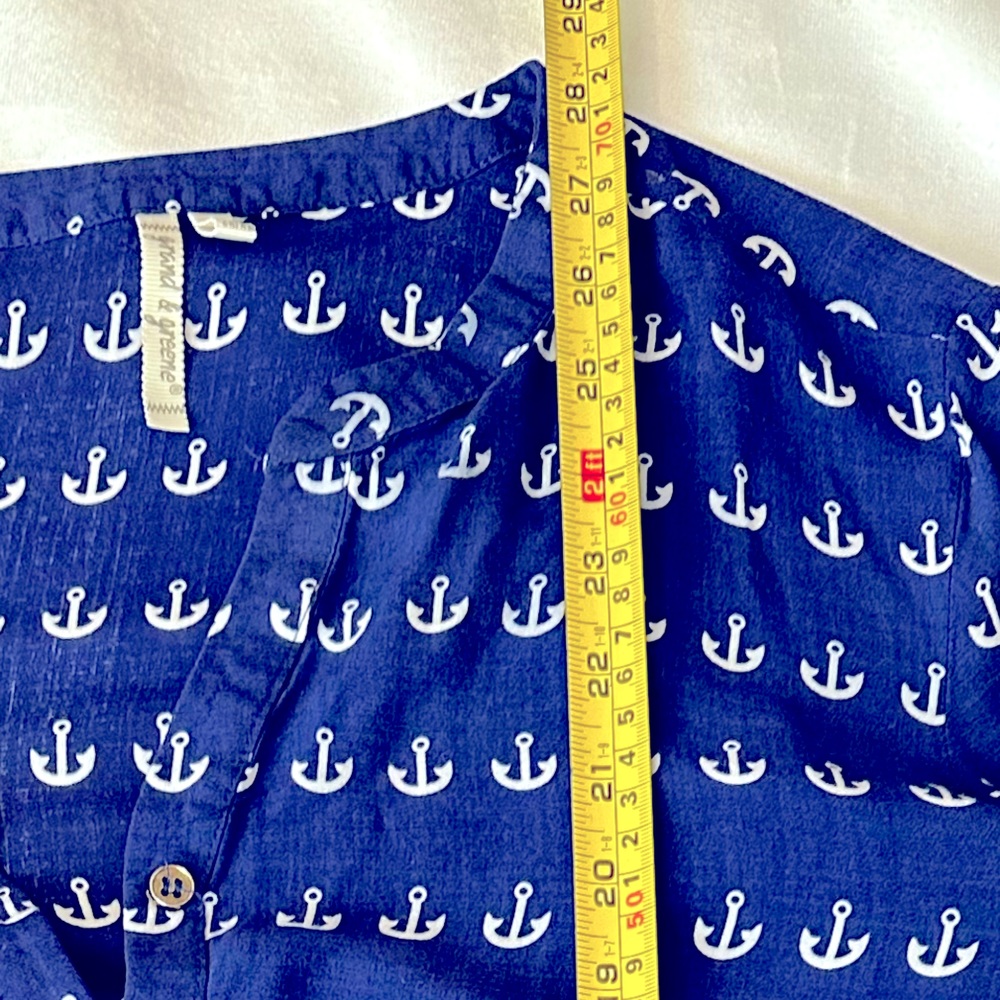 Grand & Greene Navy Anchor Henley V-neck Tunic Size L‎ - Picture 7 of 10